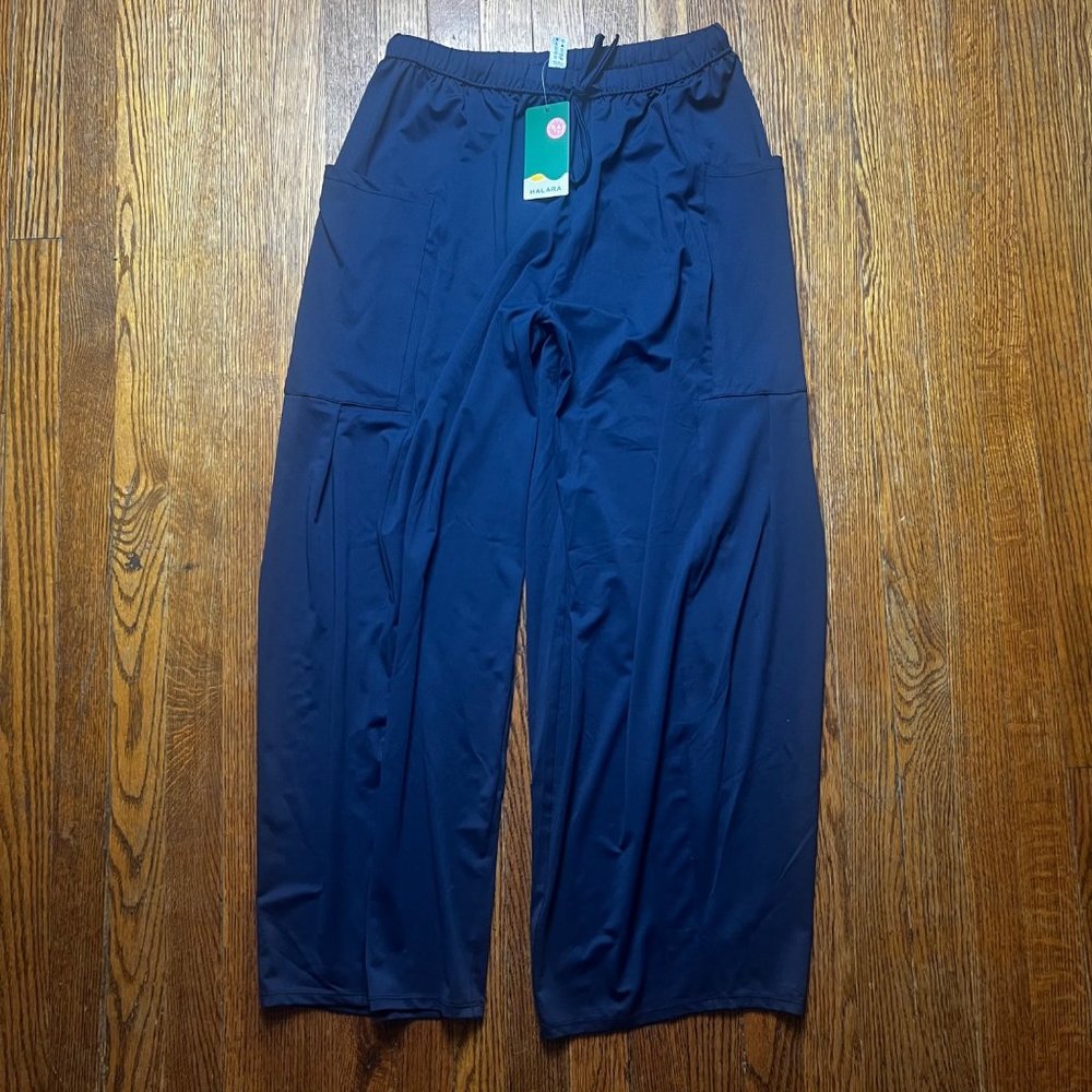 NWT Halara Mid Rise Elastic Waistband Drawstring Palazzo Flowy Wide Leg Pants Me - Picture 7 of 7